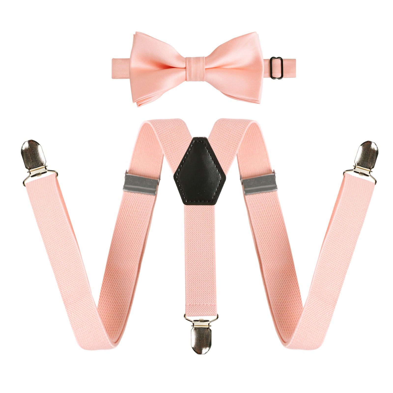 Boy's 2.5cm Elastic 3 Clip Suspender and Bow Tie Set with Hat for Kids- BD047