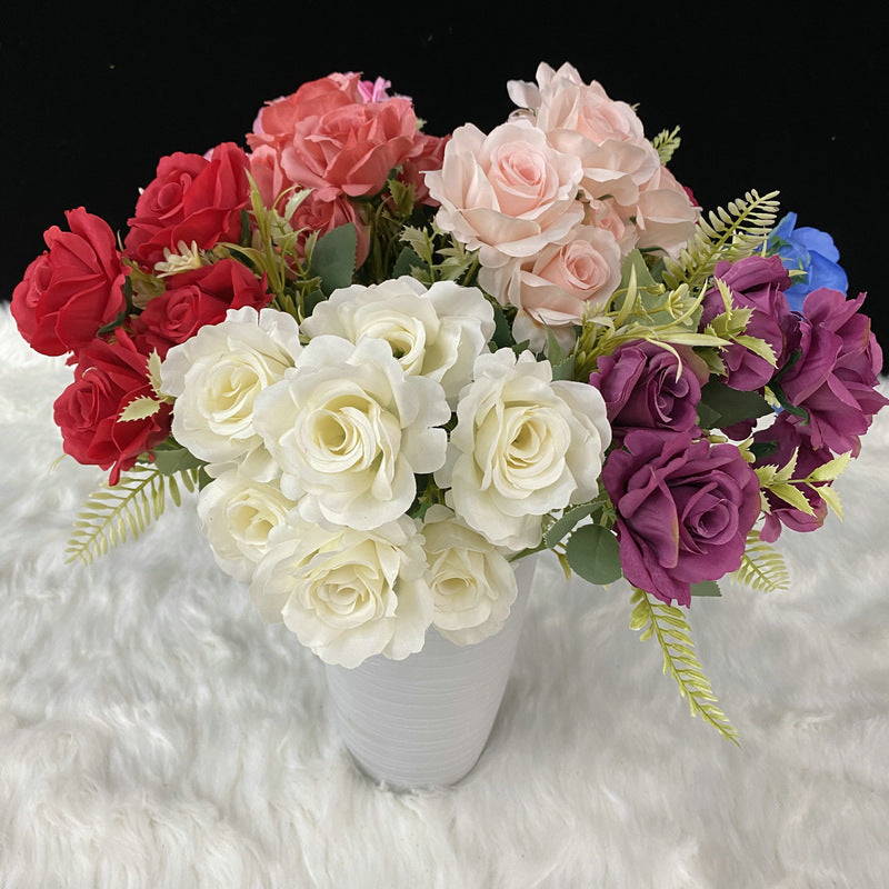 Seven Heads Spring Roses Floral Arrangements Wedding Decorations