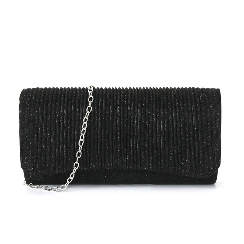 Sequin Pleat Horizontal Square Dinner Bag