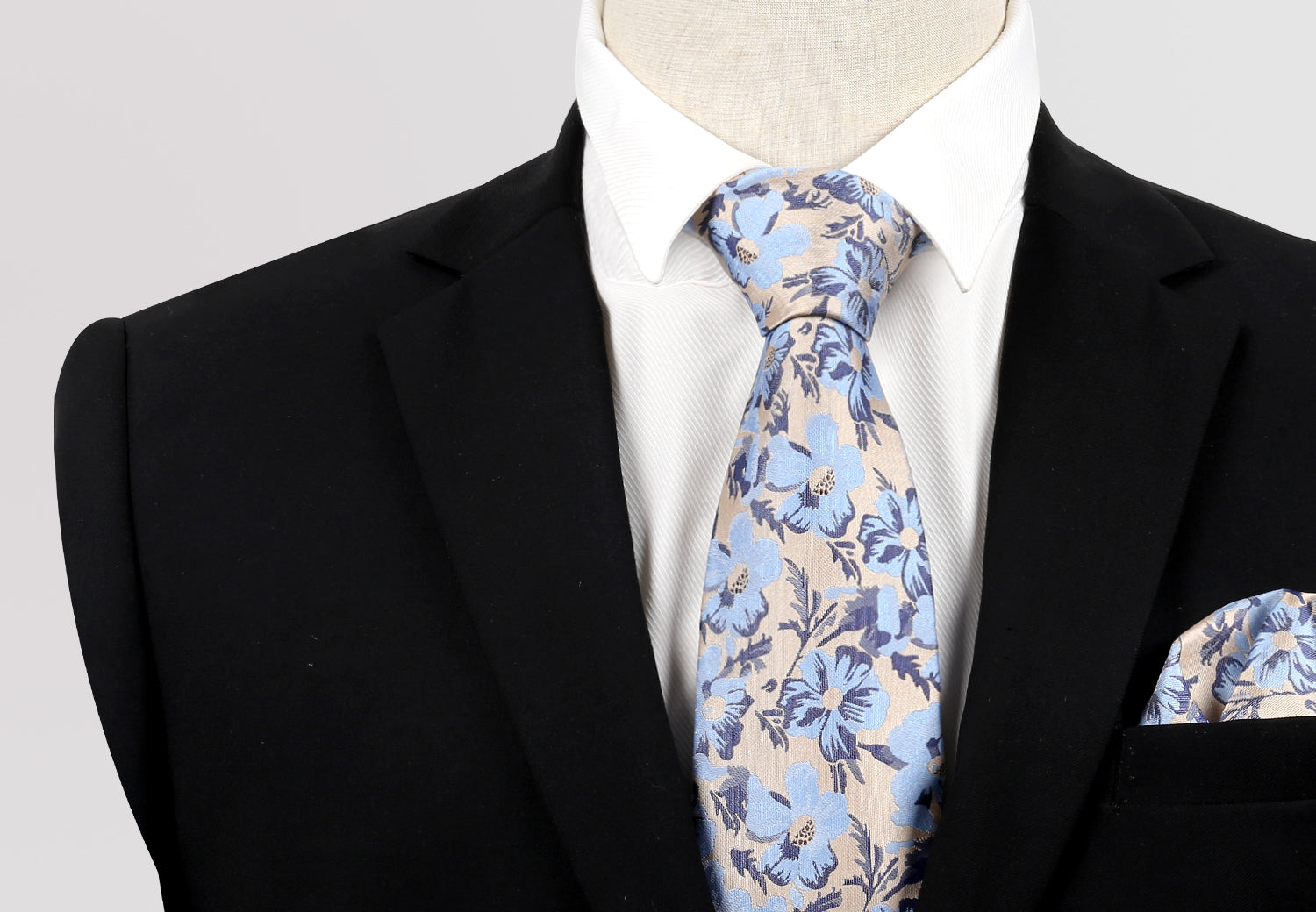 Mens Floral Printed Necktie Pocket Square Set #109