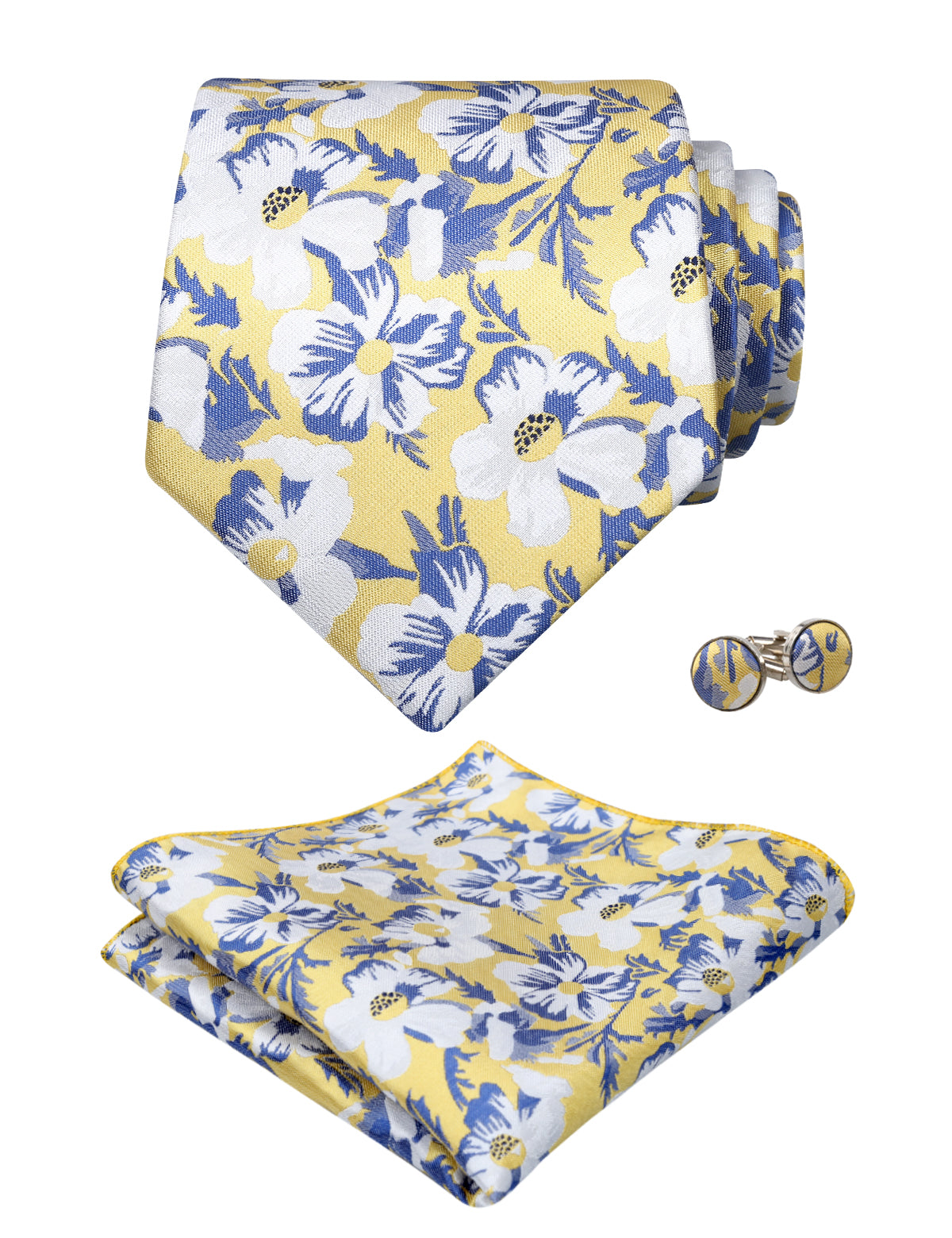 Mens Floral Printed Necktie Pocket Square Set #109