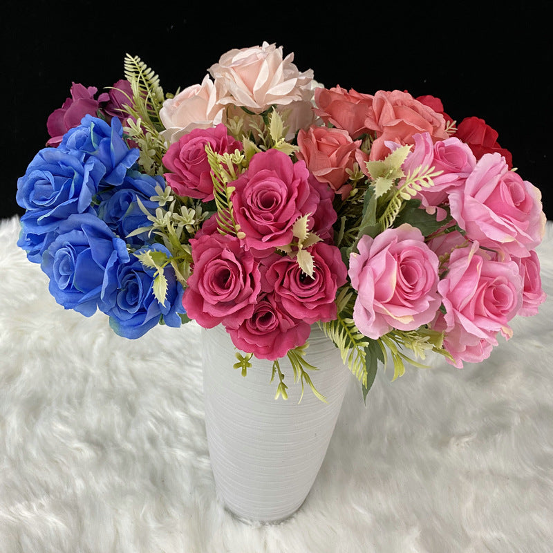 7Pcs Wholesale Seven Heads Spring Roses Floral Arrangements Wedding Decorations