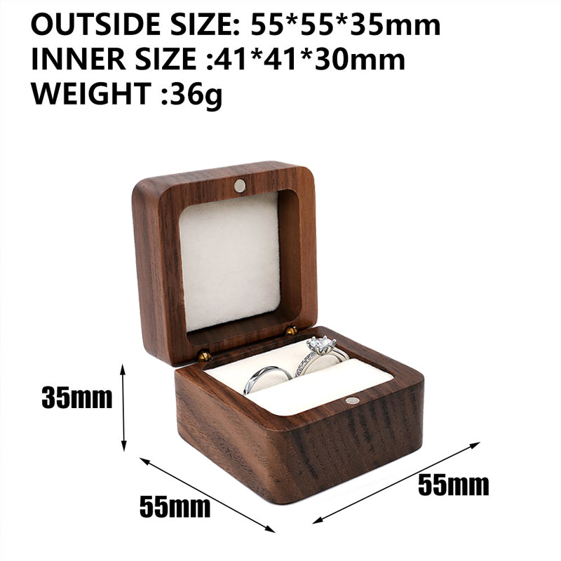 Wedding Ring Black Walnut Small Portable Jewelry Box