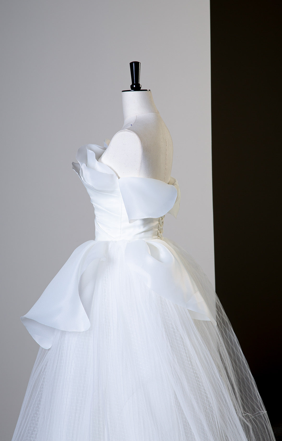 Handmade Off-Shoulder Satin Petal Puffy Wedding Dress