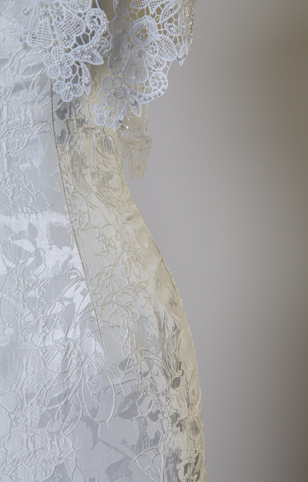 Handmade Jacquard Satin Trailing Wedding Dress