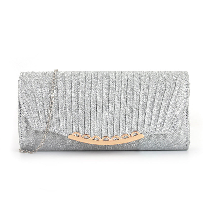 Sequin Clutch Pleated Chain Crossbody Party Handbag