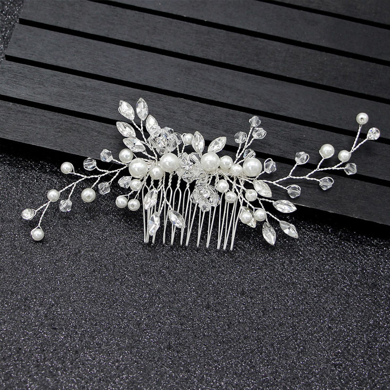 Pearl Rhinestone Bride Updo Hair Comb Hairpin Barrette Accessory