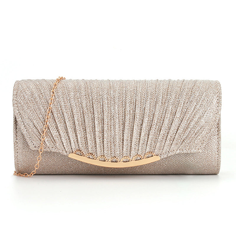 Sequin Clutch Pleated Chain Crossbody Party Handbag