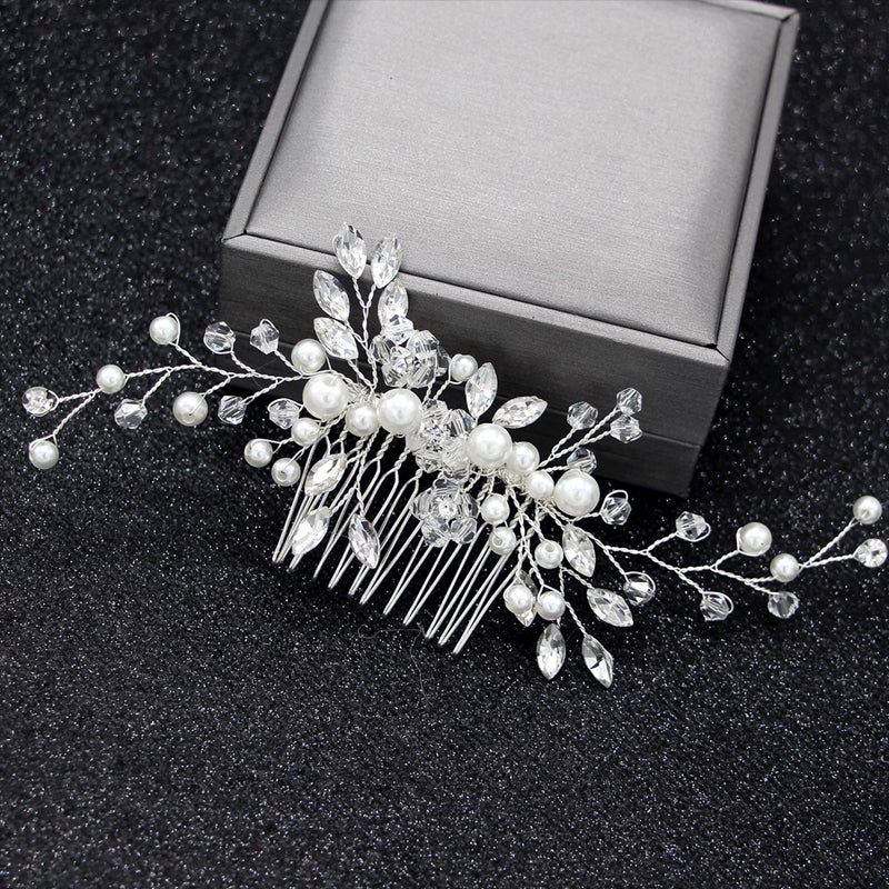 Pearl Rhinestone Bride Updo Hair Comb Hairpin Barrette Accessory