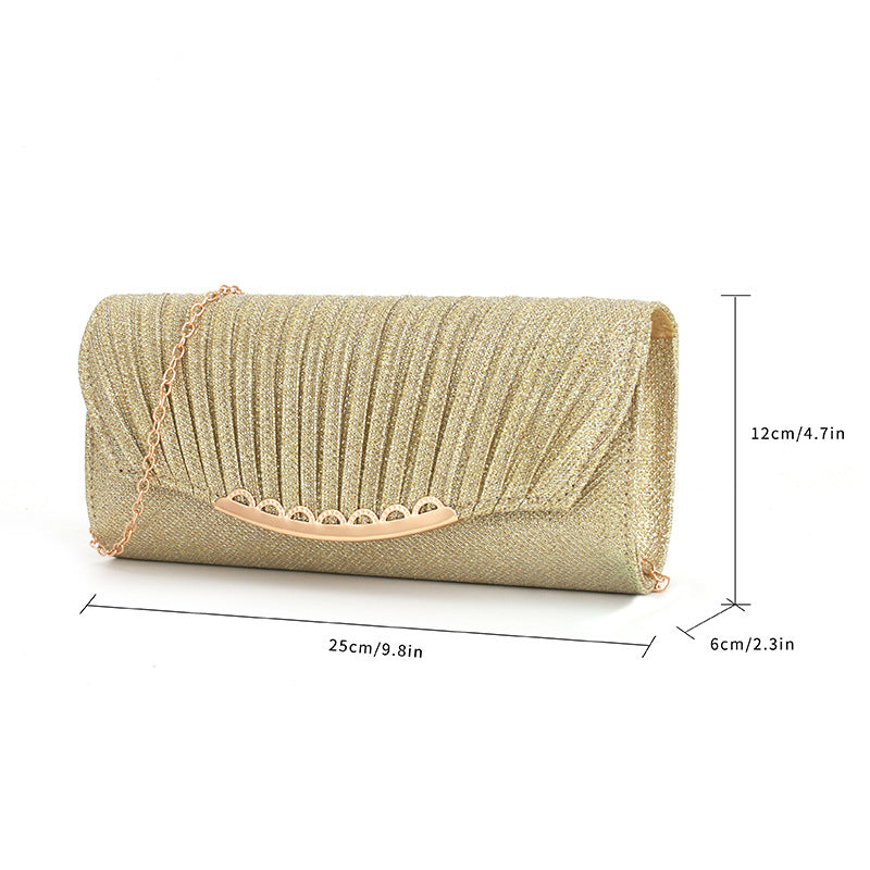 Sequin Clutch Pleated Chain Crossbody Party Handbag