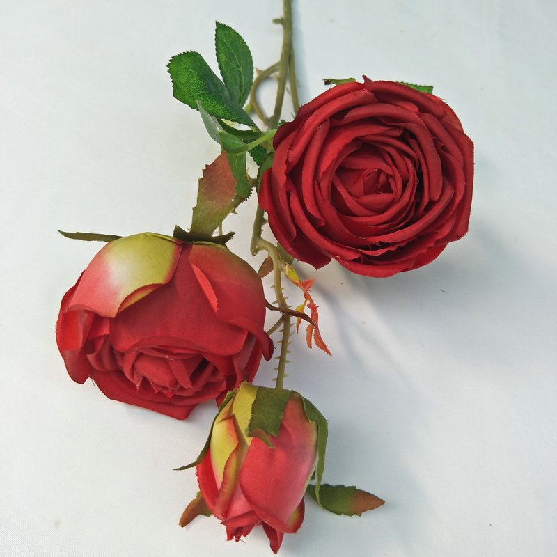 Three Heads Royal Rose Artificial Flower Wedding Decoration