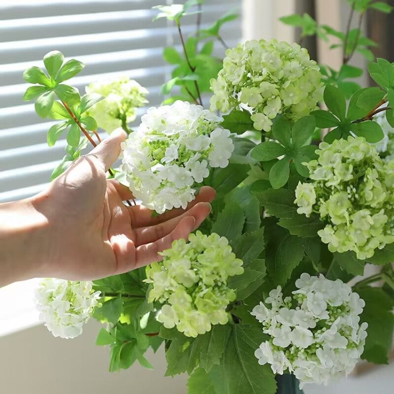 Artificial Flower White Green Hydrangea Room Table Decoration