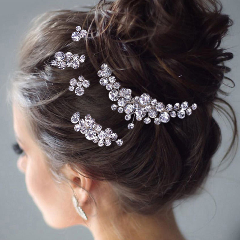 Wedding Alloy Rhinestone Hair Comb Hairpin Set