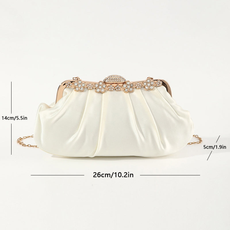 Ruffle Diamond Satin Party Cloud Bag