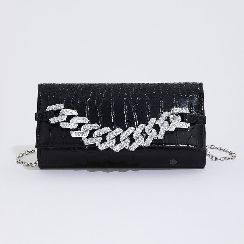 PU Crocodile Pattern Chain Clutch Handbag