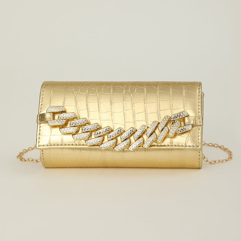 PU Crocodile Pattern Chain Clutch Handbag