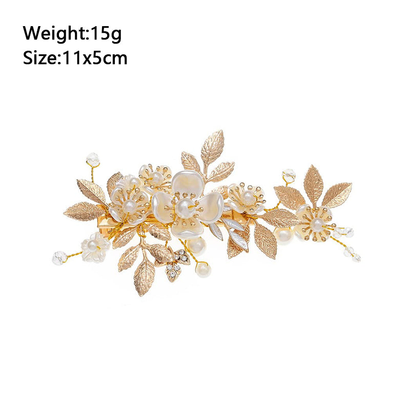 Golden Leaf Flower Side Hair Clip Hairpin