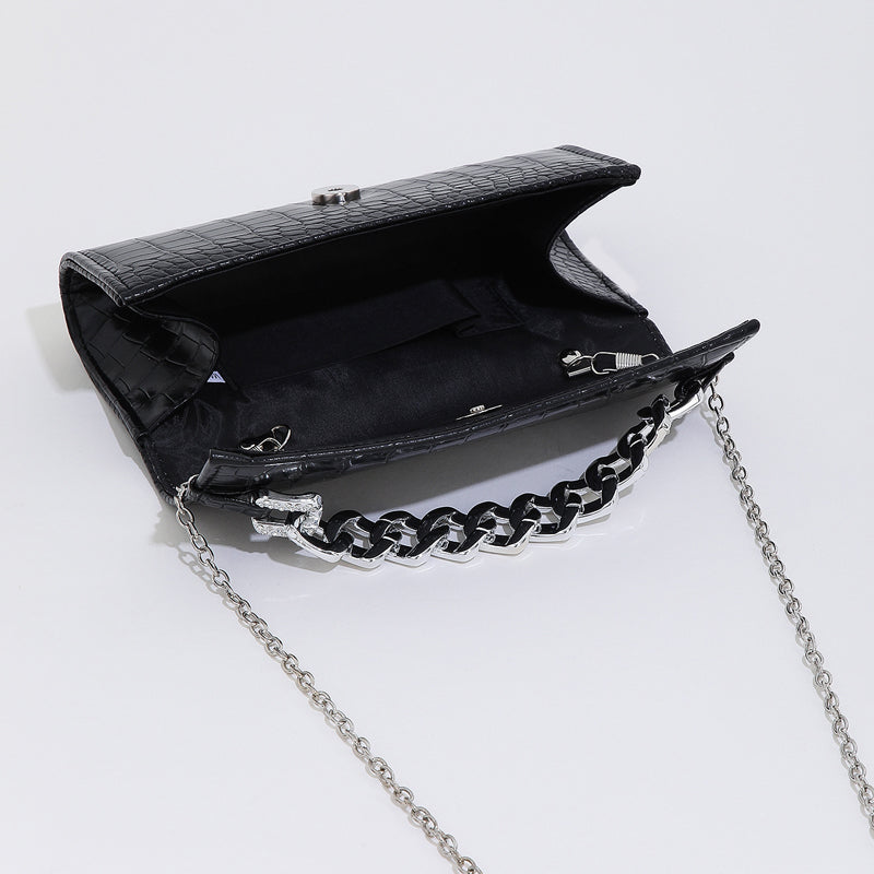 PU Crocodile Pattern Chain Clutch Handbag