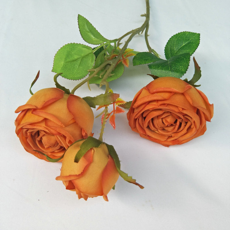 Three Heads Royal Rose Artificial Flower Wedding Decoration