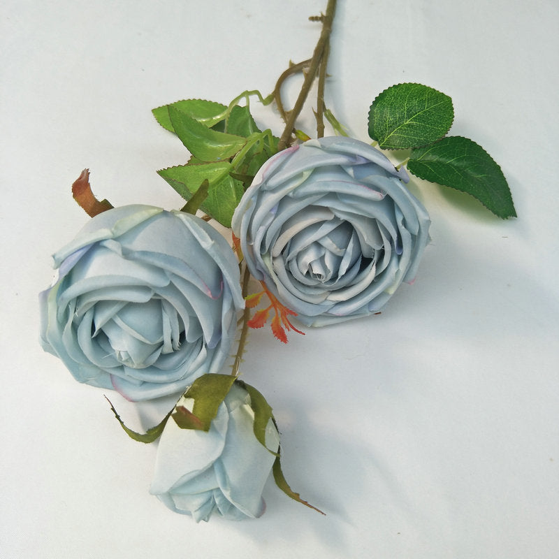 Three Heads Royal Rose Artificial Flower Wedding Decoration