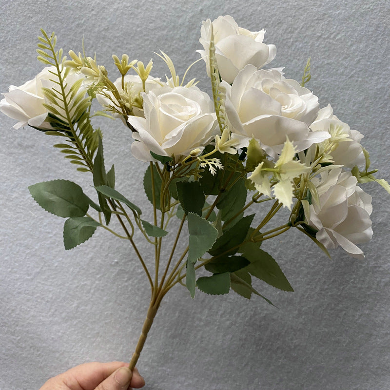 7Pcs Wholesale Seven Heads Spring Roses Floral Arrangements Wedding Decorations