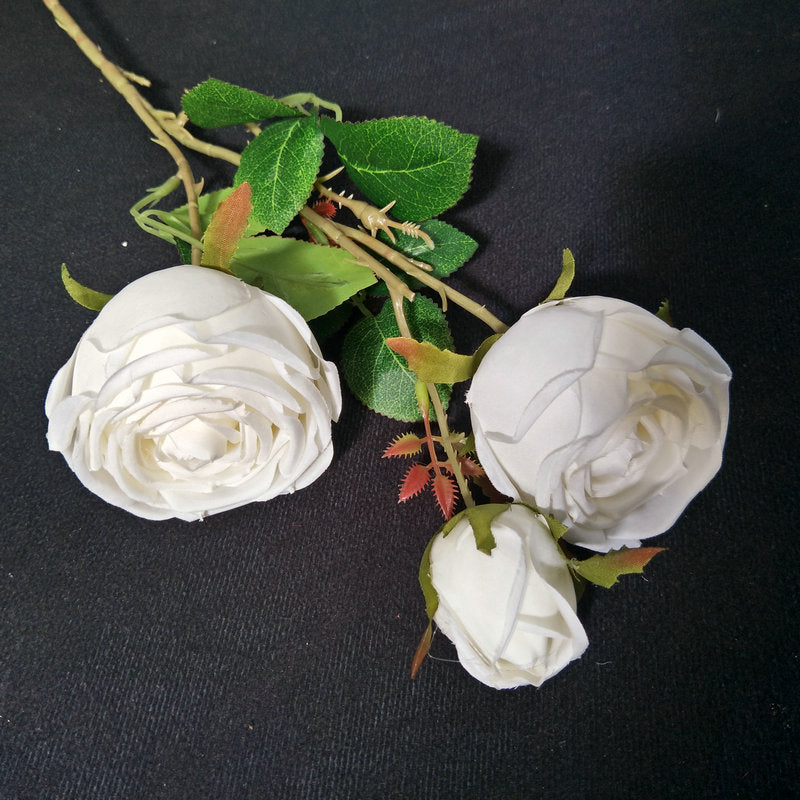 Three Heads Royal Rose Artificial Flower Wedding Decoration