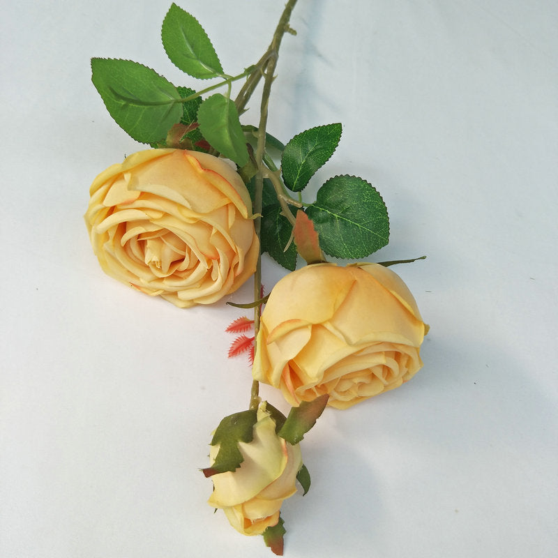 Three Heads Royal Rose Artificial Flower Wedding Decoration