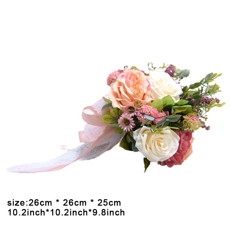 Artificial Roses Peony Flowers Bride Wedding Bouquet