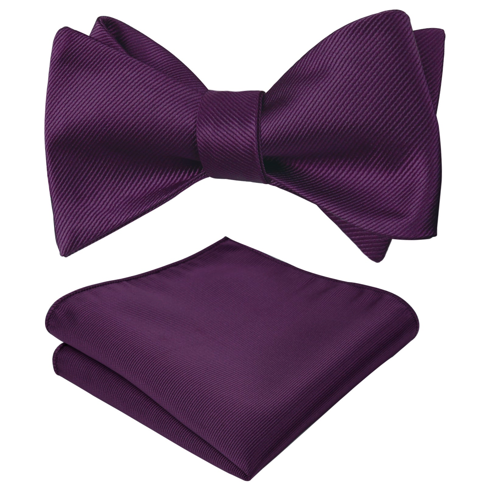 Men's Solid Self-tied Bow Tie and Handkerchief Set #055