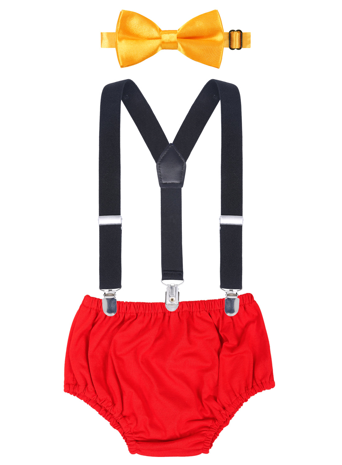 Boy's Cake Smash Costumes Combo including Adjustable Bowtie, Elastic Suspender and Bloomers Set, BD049