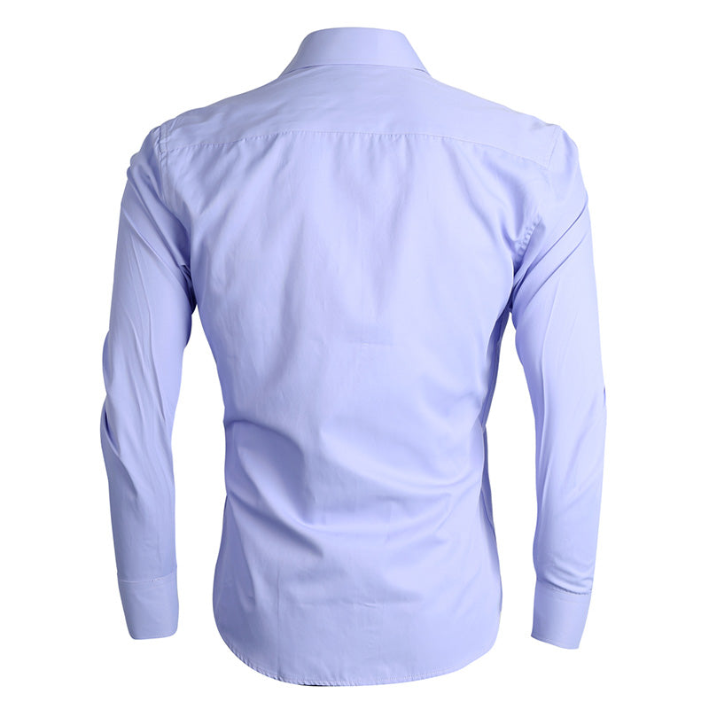 Men's Business Slim Fit Dress Shirt Long Sleeve Patchwork Button-Down Shirt, 004-Lilac