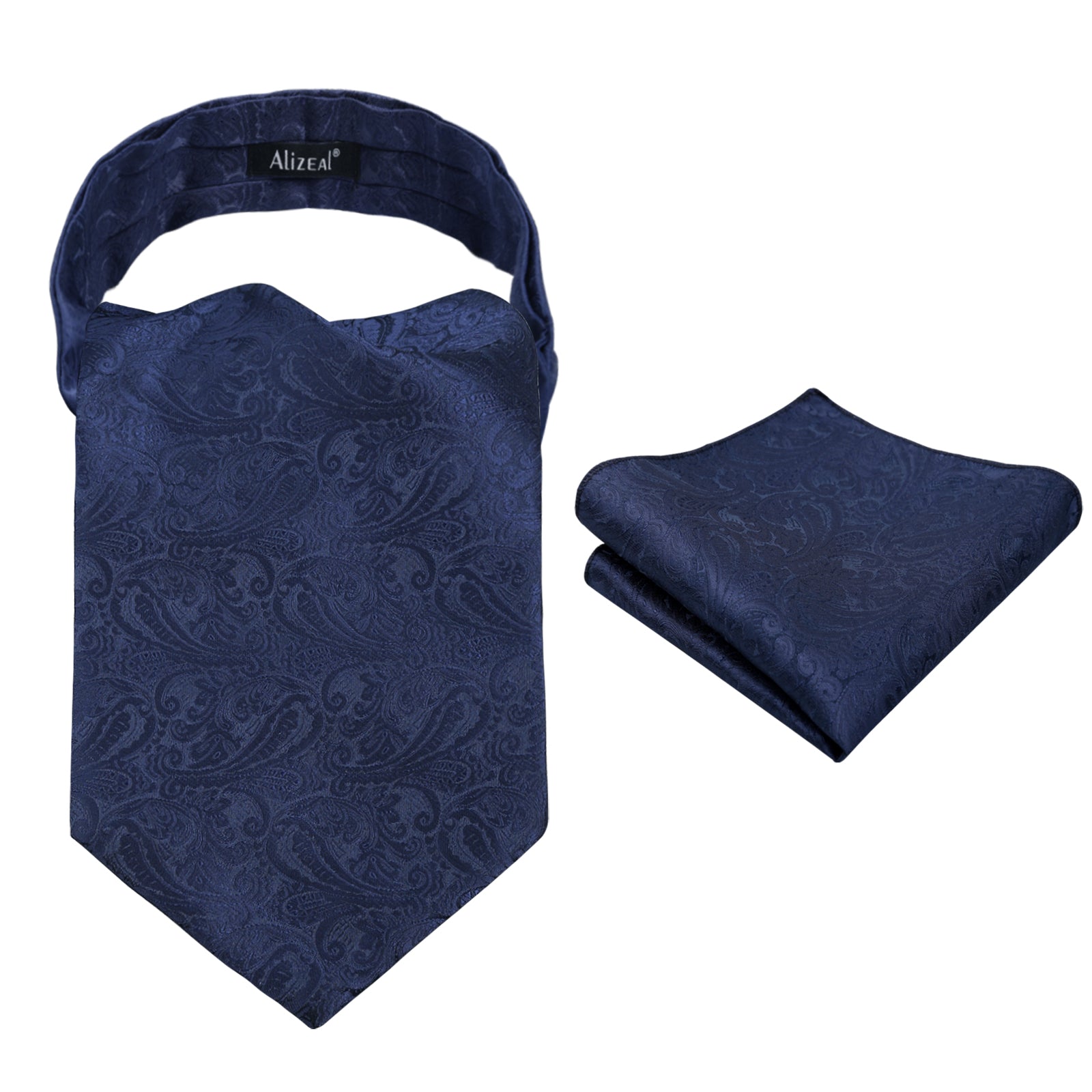 Men's Paisley Ascot Tie Cravat Satin Self Tie and Handkerchief Set, 139