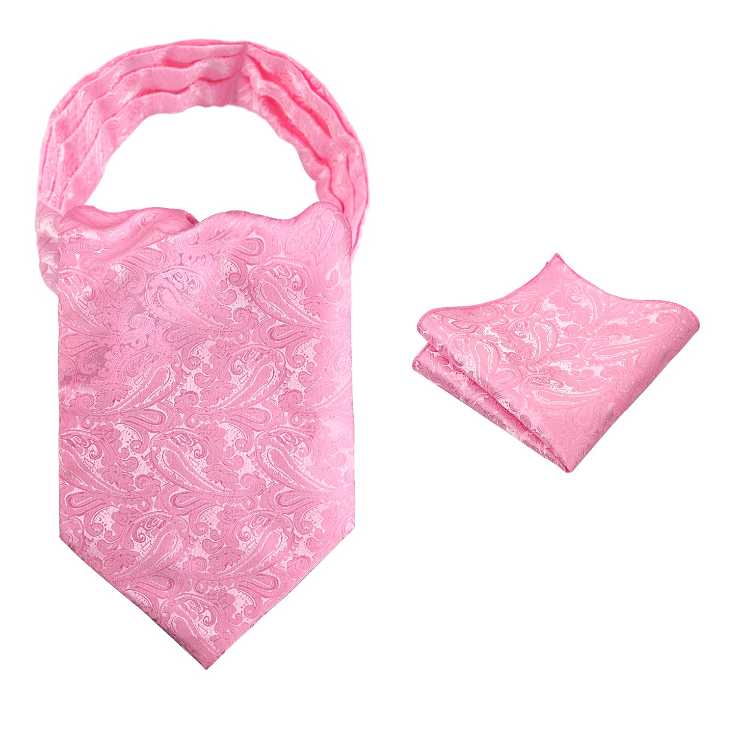 Men's Paisley Ascot Tie Cravat Satin Self Tie and Handkerchief Set, 139