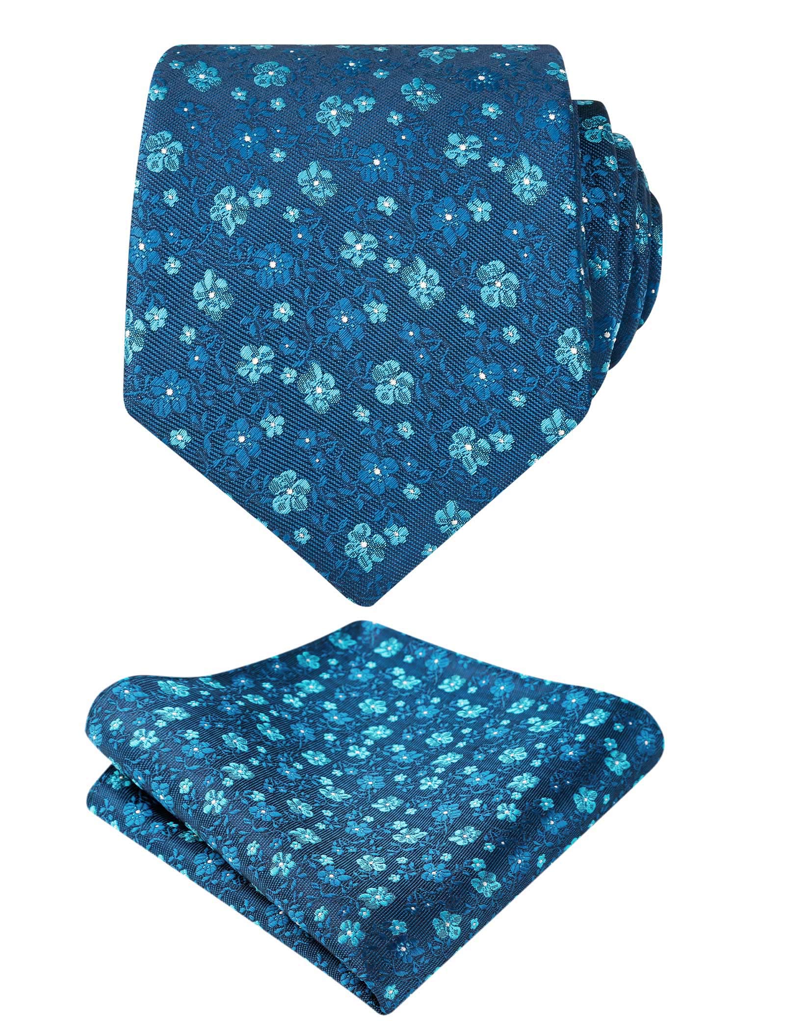 Men's Floral Pattern Tie with Flower Printed Pocket Square 3.15inches Colorful Tie Set, #142