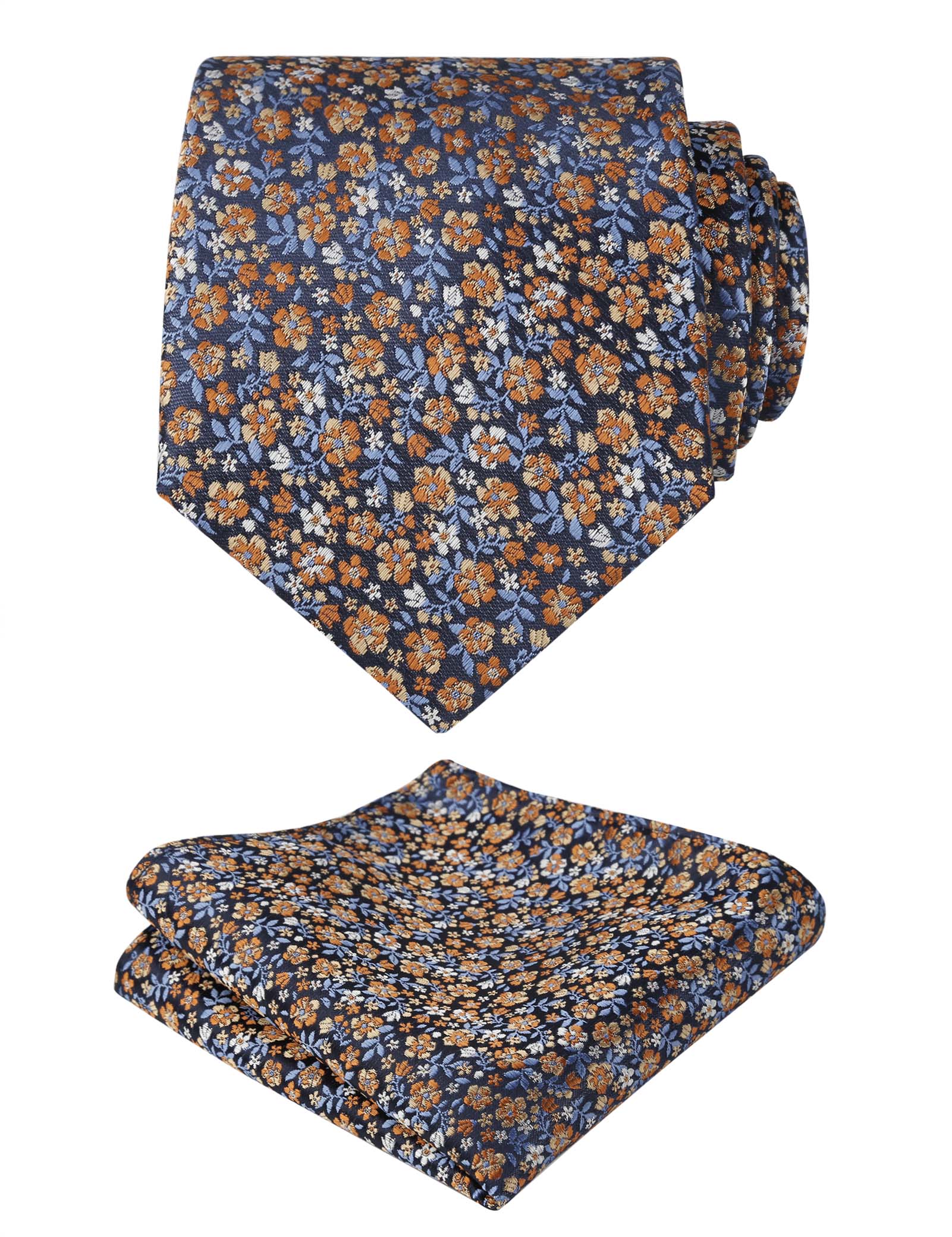 Men's Floral Pattern Tie with Flower Printed Pocket Square 3.15inches Colorful Tie Set, #142