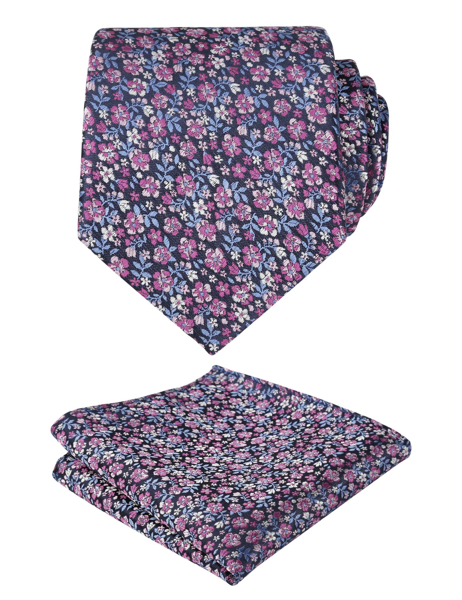 Men's Floral Pattern Tie with Flower Printed Pocket Square 3.15inches Colorful Tie Set, #142