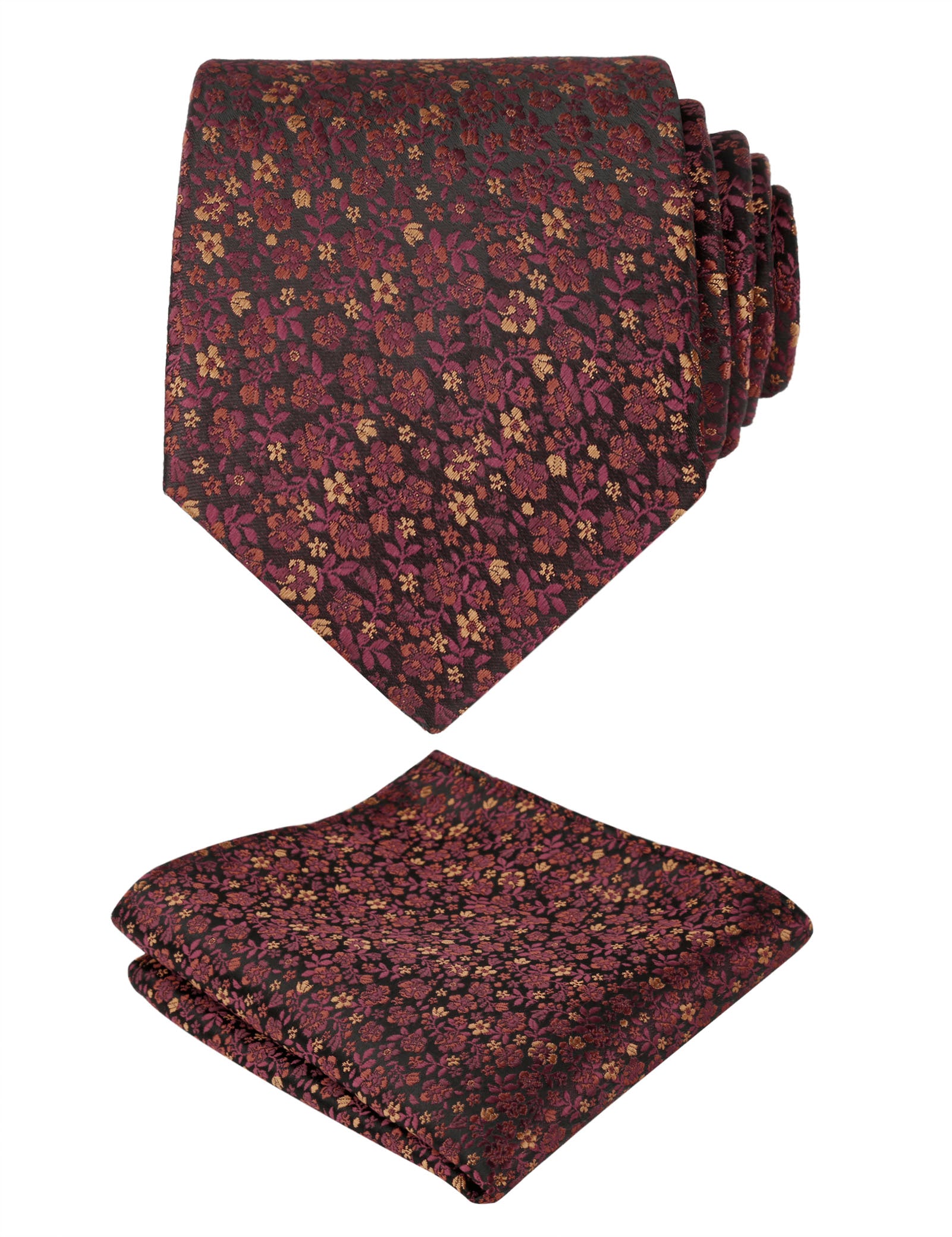 Men's Floral Pattern Tie with Flower Printed Pocket Square 3.15inches Colorful Tie Set, #142