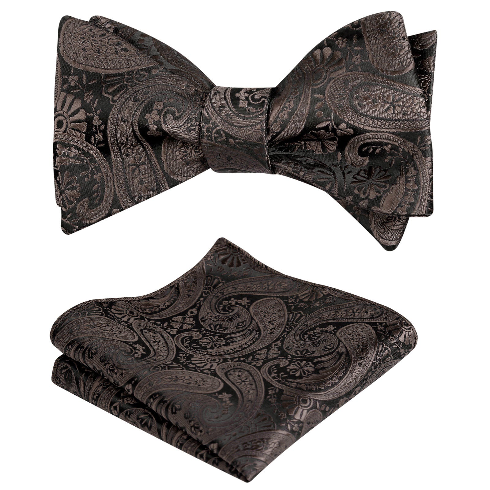 Men's Self-tied Paisley Bow Tie and Pocket Square Set, 167