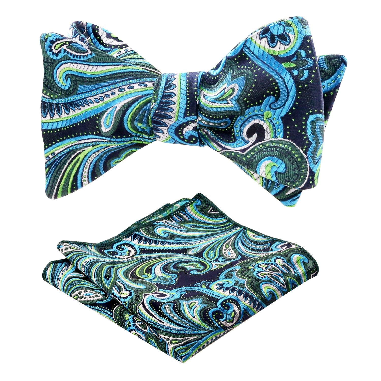 Men's Self-tied Paisley Bow Tie and Pocket Square Set, 167