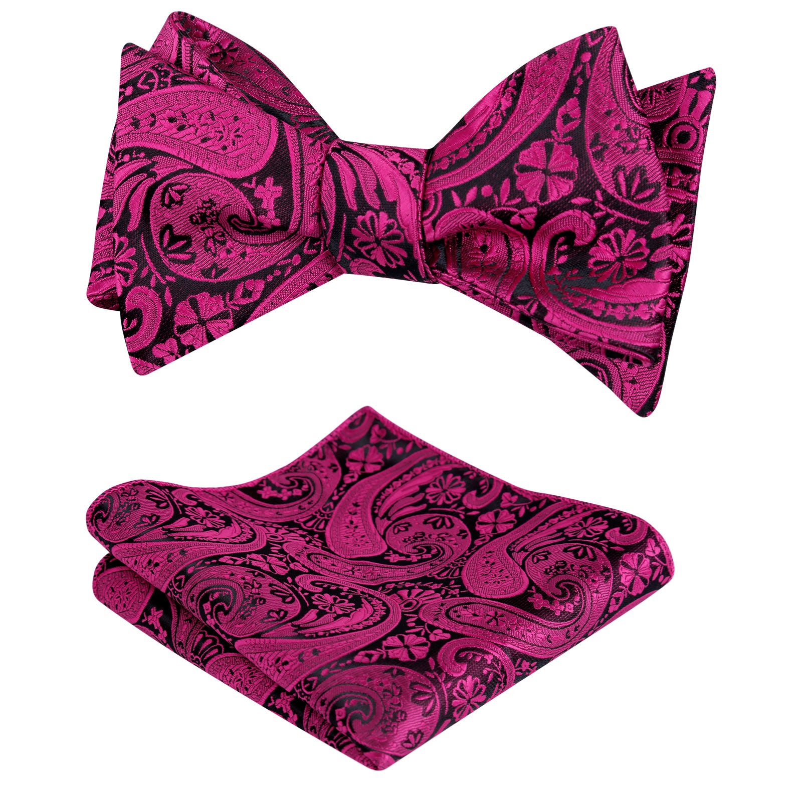 Men's Self-tied Paisley Bow Tie and Pocket Square Set, 167