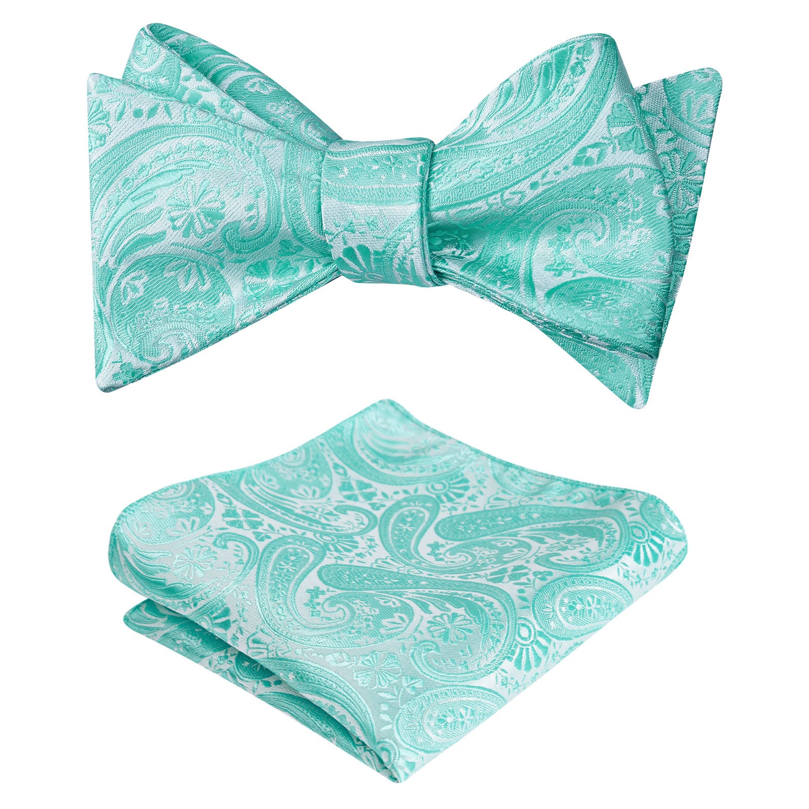 Men's Self-tied Paisley Bow Tie and Pocket Square Set, 167