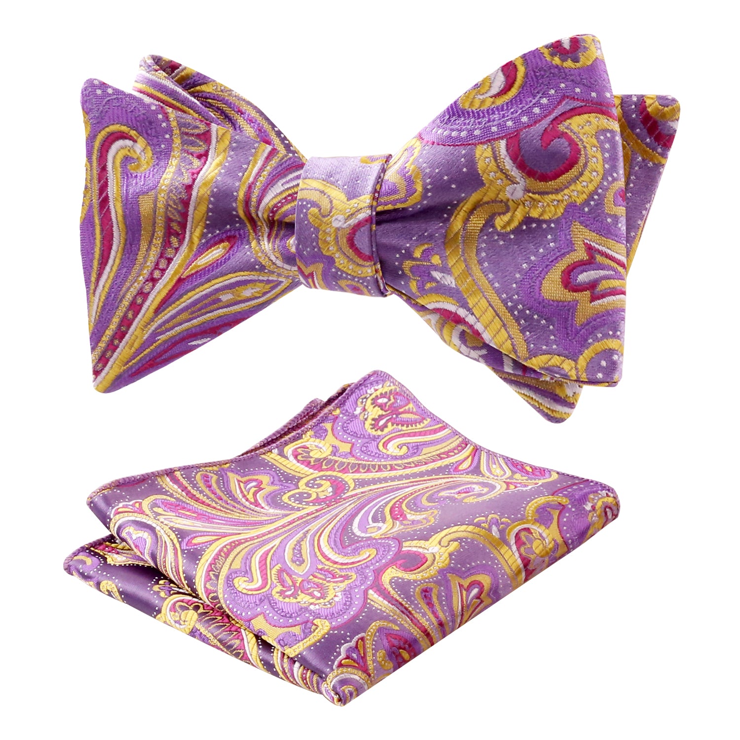 Men's Self-tied Paisley Bow Tie and Pocket Square Set, 167