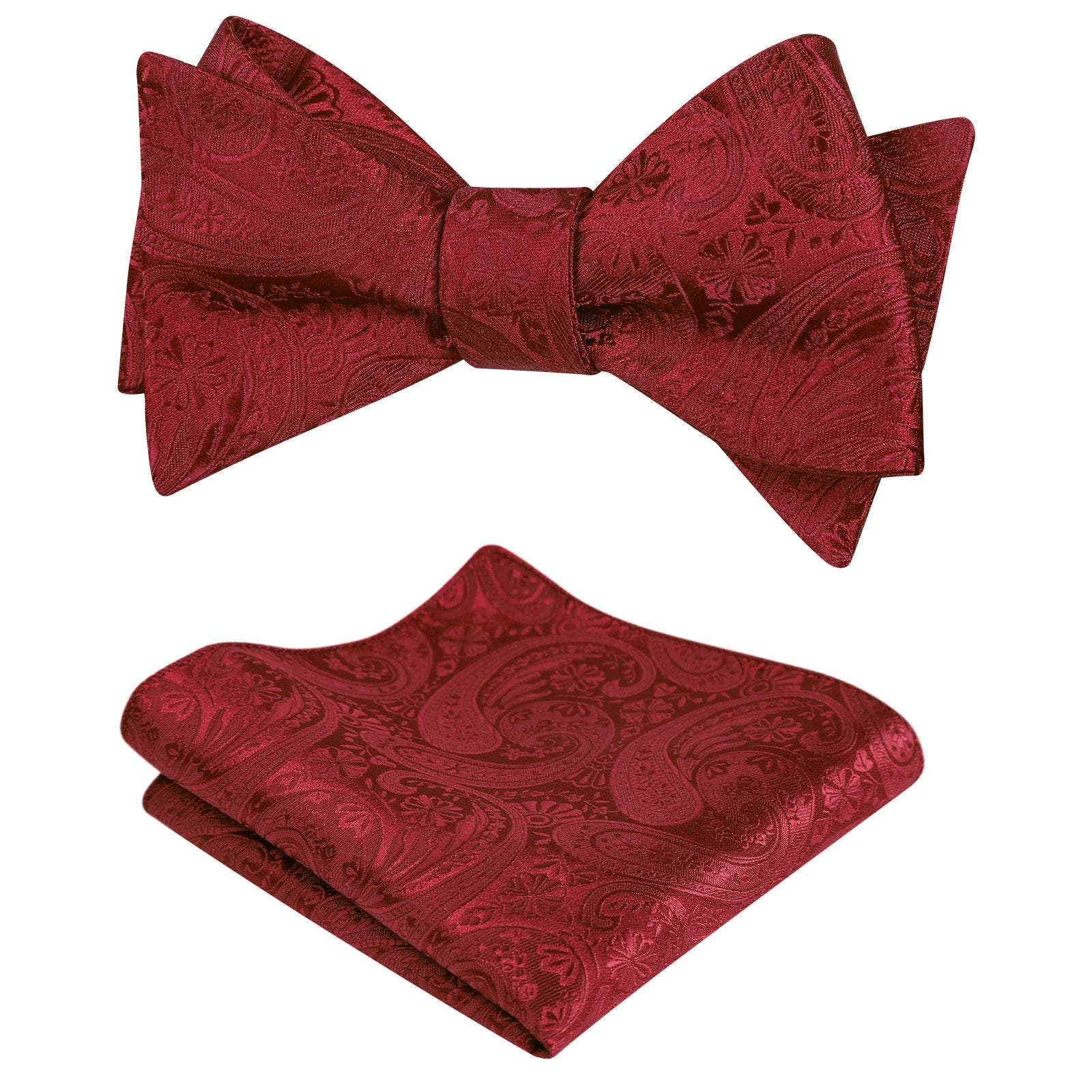 Men's Self-tied Paisley Bow Tie and Pocket Square Set, 167