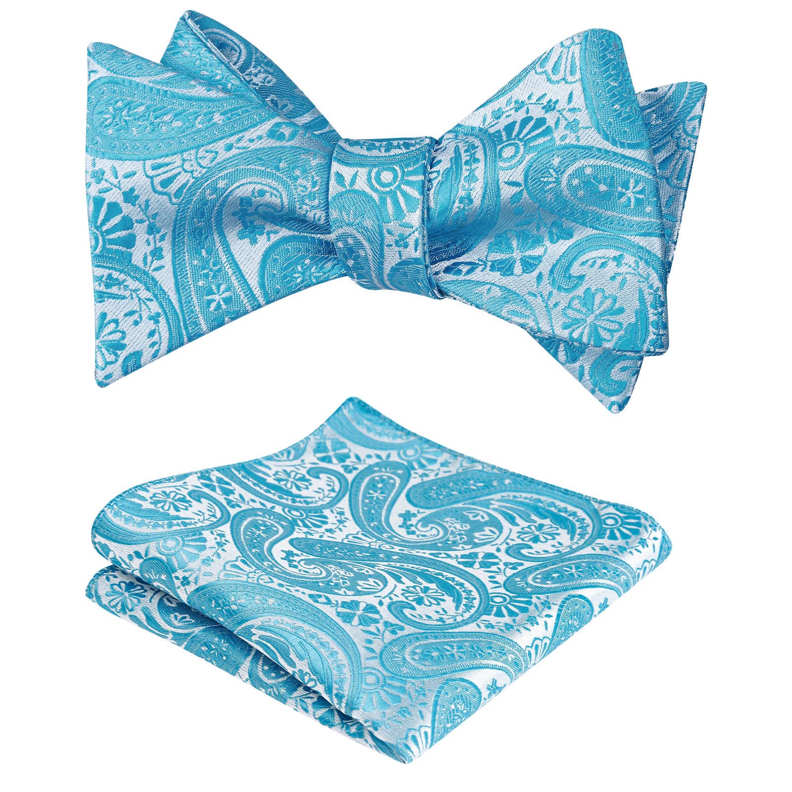 Men's Self-tied Paisley Bow Tie and Pocket Square Set, 167