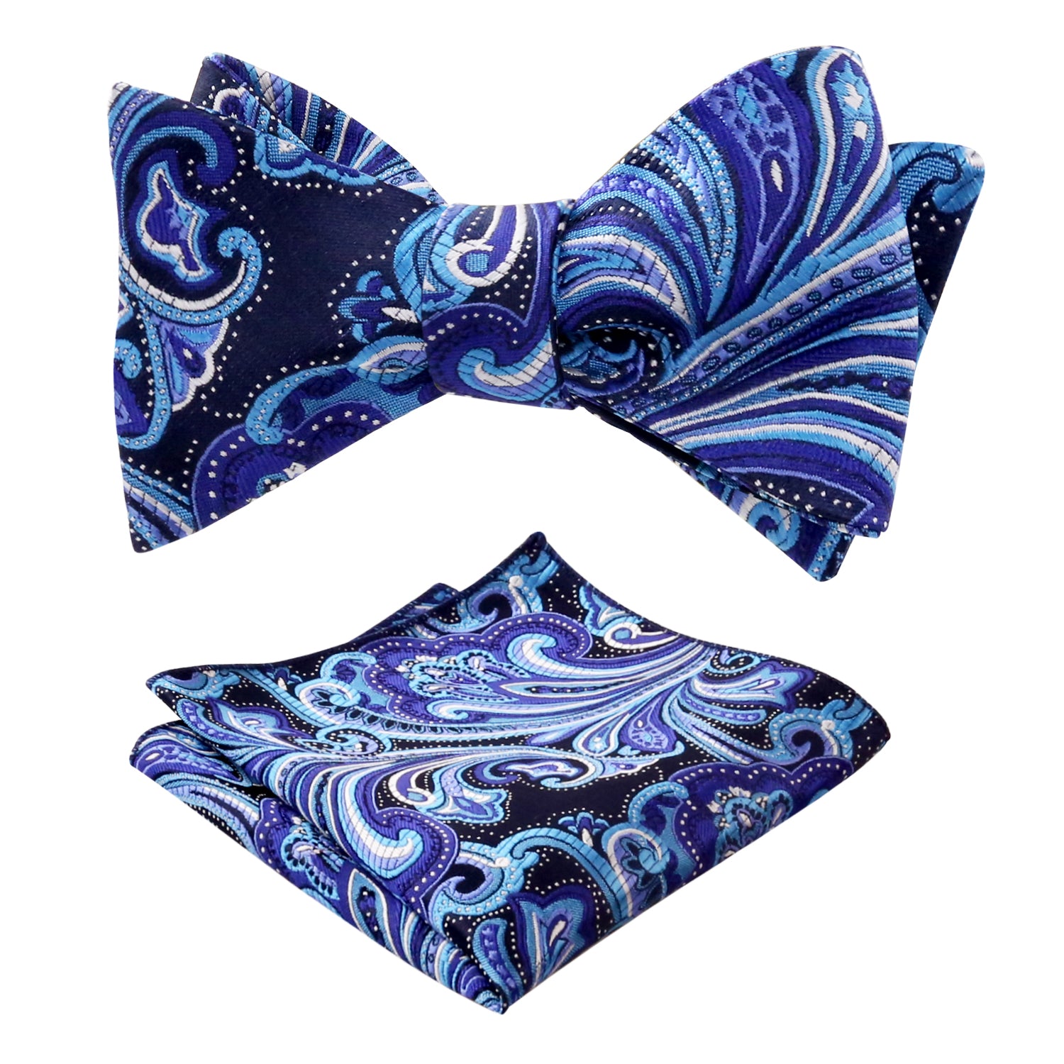 Men's Self-tied Paisley Bow Tie and Pocket Square Set, 167