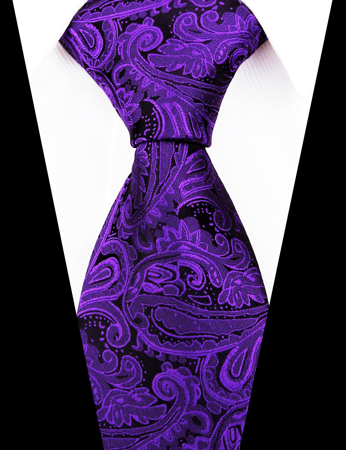 Men's Paisley Suit Vest, Self-tied Bow Tie, 3.35inch(8.5cm) Necktie and Pocket Square Set, 175-Dark Purple