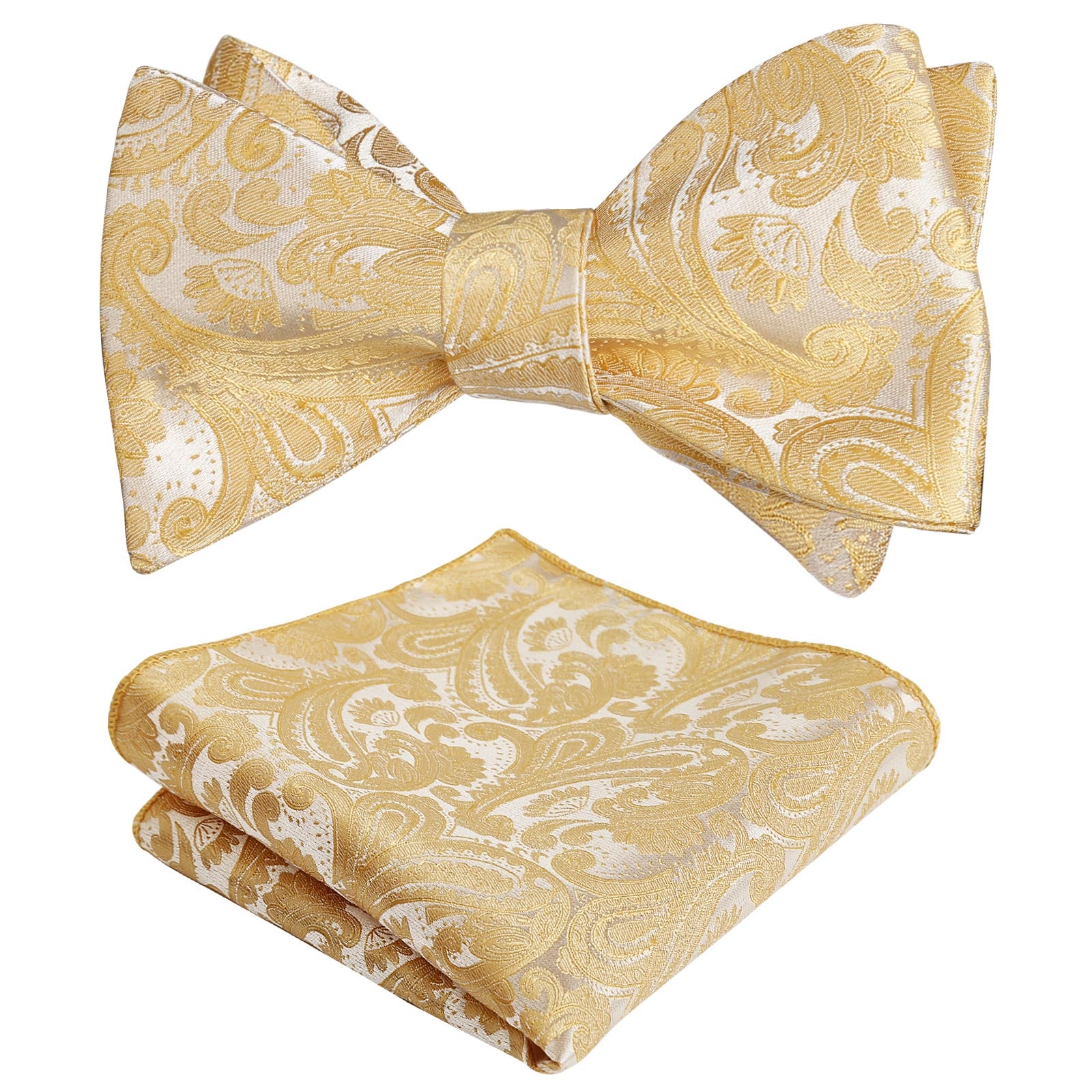 Men's Paisley Jacquard Self Bow Tie Pocket Square Set, 176