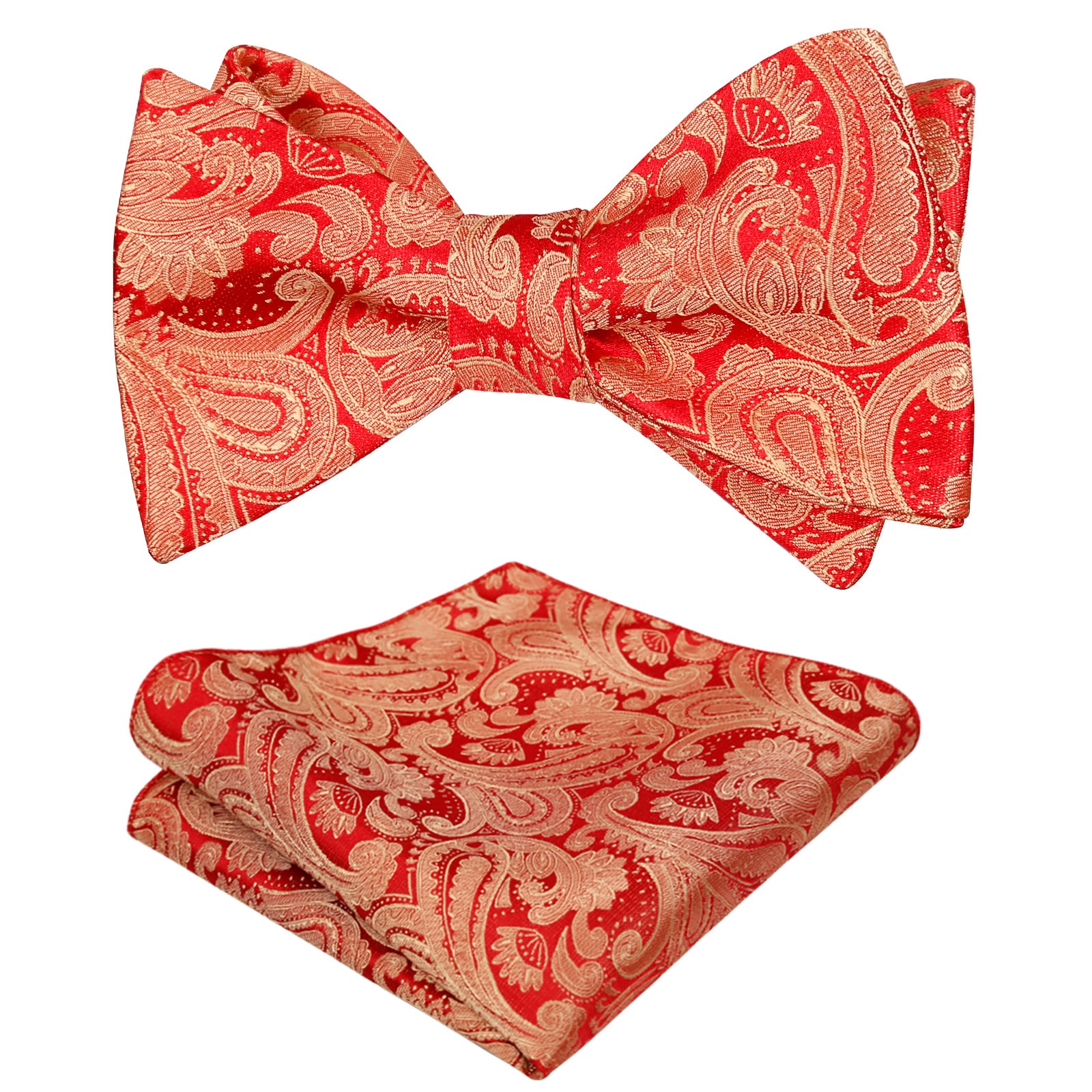 Men's Paisley Jacquard Self Bow Tie Pocket Square Set, 176