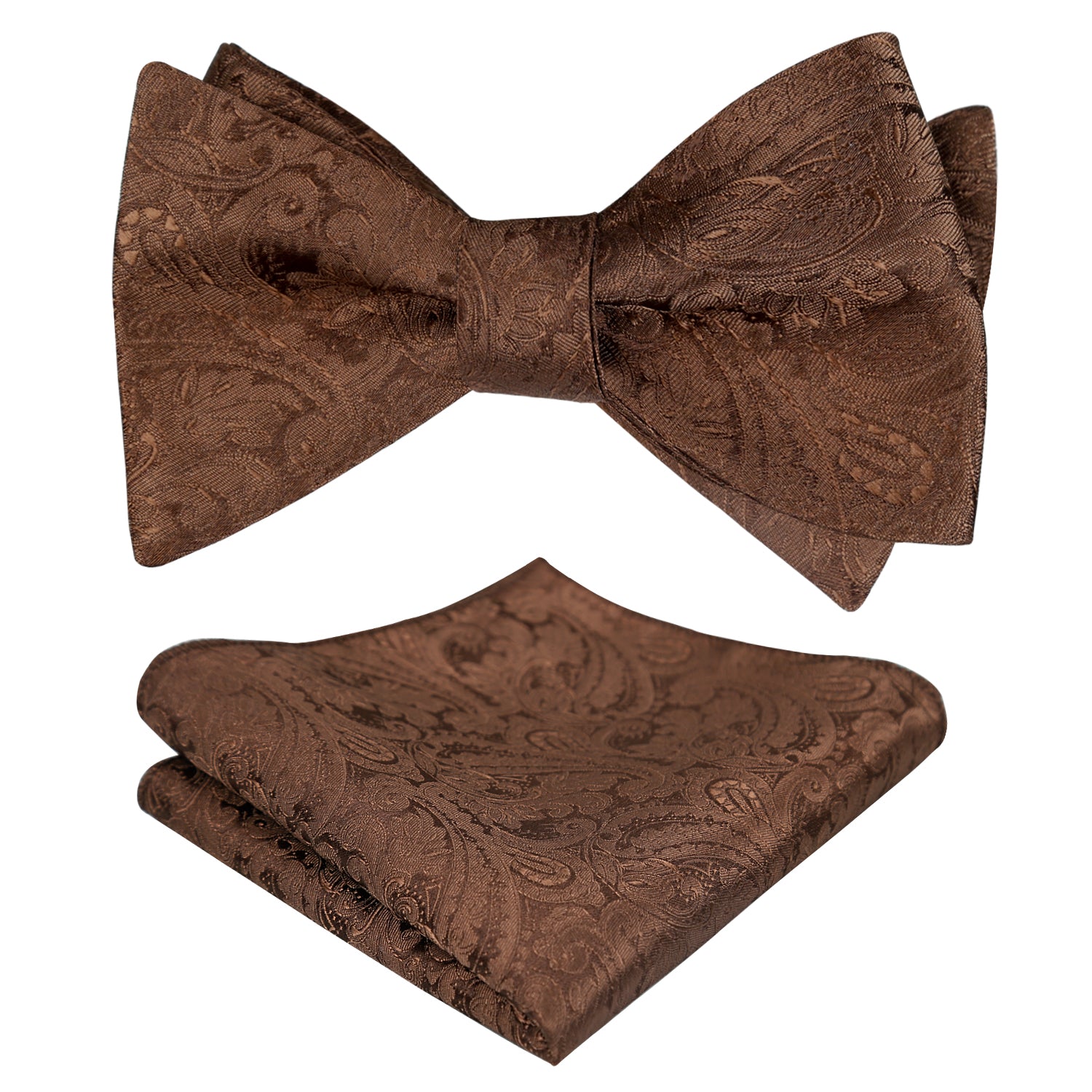 Men's Paisley Jacquard Self Bow Tie Pocket Square Set, 176