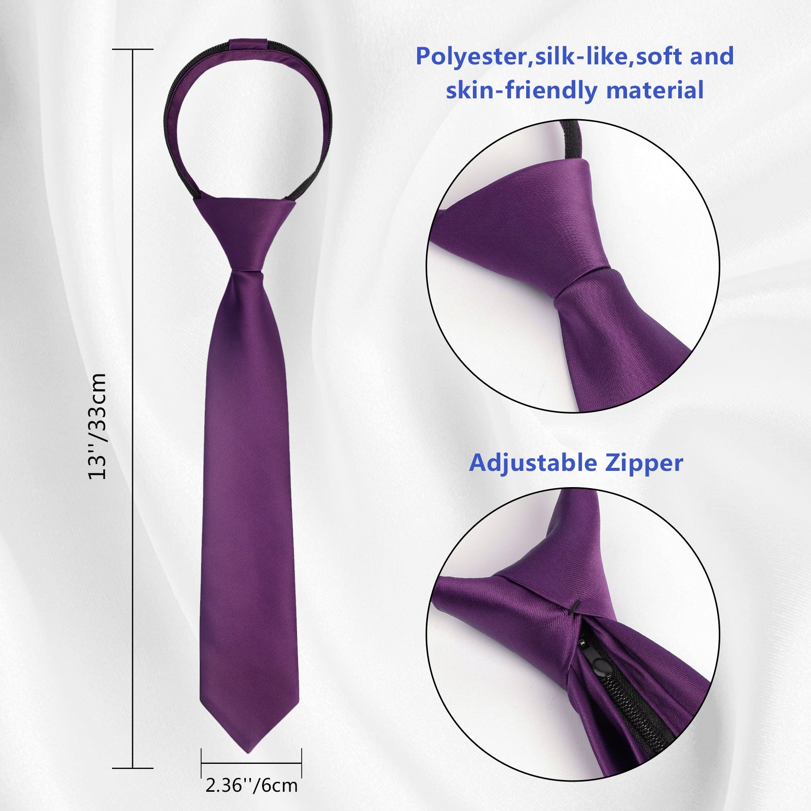 Boy's Classic Solid Bow Tie, Necktie and Suit Vest Set, 078-Dark Purple